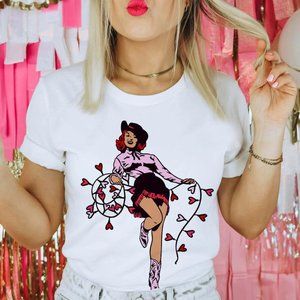Cowgirl Valentine White Tee - Medium